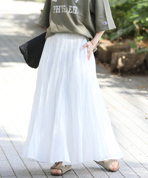 JOURNAL STANDARD relume（ジャーナルスタンダード　レリューム）の「［26SS新作］コットンボイルクリンクルマーメイドスカート（スカート・レディース・ホワイト/レッド/ブラック・FREE）」の2枚目の写真