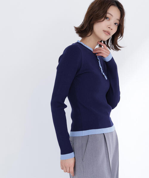 極美品　ボーダーズアットバルコニー　セーター　長袖　ニット　フリル　ネイビー　S 楽天市場】BORDERS at BALCONY ボーダーズ アット バルコニー ニットの通販