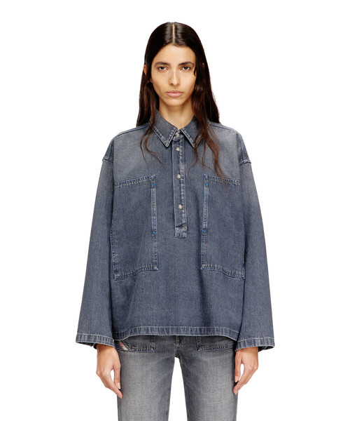 DIESEL（ディーゼル）の「ウィメンズ デニムトップ DE-PRISS（シャツ/ブラウス・レディース・ブラック系その他・LARGE/SMALL/MEDIUM/X-LARGE/X-SMALL）」の4枚目の写真