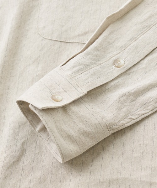 MEN'S BIGI（メンズビギ）の「SMART MERINO/ヴィスコースリネン オープンカラーシャツ＜軽量/通気性＞＜ストレッチ＞（シャツ/ブラウス・メンズ・ブラック系その他/ベージュ・01/02/03）」の8枚目の写真