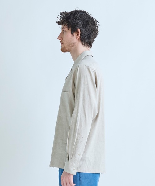 MEN'S BIGI(メンズビギ)の「SMART MERINO/ヴィスコースリネン オープンカラーシャツ<軽量/通気性><ストレッチ>(シャツ/ブラウス・メンズ・ブラック系その他/ベージュ・01/02/03)」の10枚目の写真