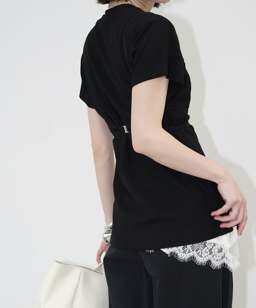 chuclla(チュクラ)の「フロントボタン リブニットトップス chw26s080(Tシャツ/カットソー・レディース・ブラック・FREE)」の4枚目の写真