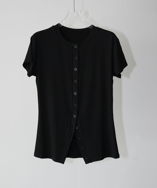 chuclla(チュクラ)の「フロントボタン リブニットトップス chw26s080(Tシャツ/カットソー・レディース・ブラック・FREE)」の10枚目の写真