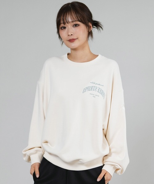 adidas(アディダス)の「adidas/アディダス W VERBIAGE クルースウェット QF007(スウェット・レディース・オフホワイト/ネイビー・M/L)」の3枚目の写真