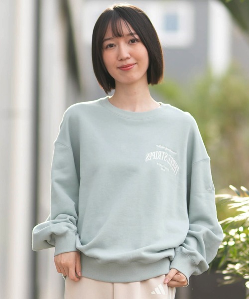 adidas(アディダス)の「adidas/アディダス W VERBIAGE クルースウェット QF007(スウェット・レディース・オフホワイト/ネイビー・M/L)」の5枚目の写真