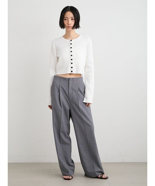 MIESROHE(ミースロエ)の「ツータックワイドパンツ(その他パンツ・レディース・ストライプ/モカ/ダークネイビー・1/0)」の5枚目の写真