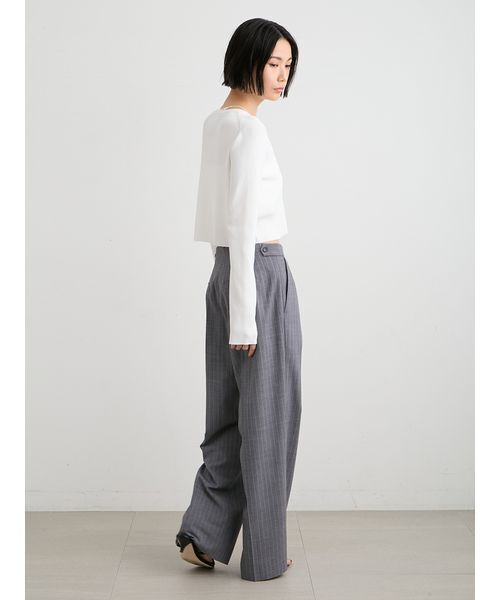 MIESROHE(ミースロエ)の「ツータックワイドパンツ(その他パンツ・レディース・ストライプ/モカ/ダークネイビー・1/0)」の8枚目の写真