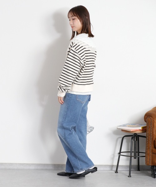 cepo（セポ）の「ブロックインレーロゴボーダースウェット（スウェット・レディース・ホワイト系その他/ネイビー系・M）」の9枚目の写真