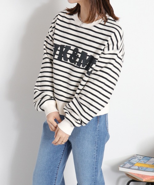 cepo（セポ）の「ブロックインレーロゴボーダースウェット（スウェット・レディース・ホワイト系その他/ネイビー系・M）」の8枚目の写真