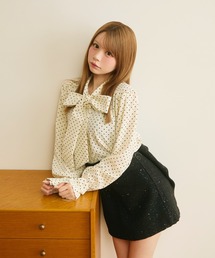 TITTY&CO. | ドット柄リボンタイブラウス(シャツ/ブラウス)