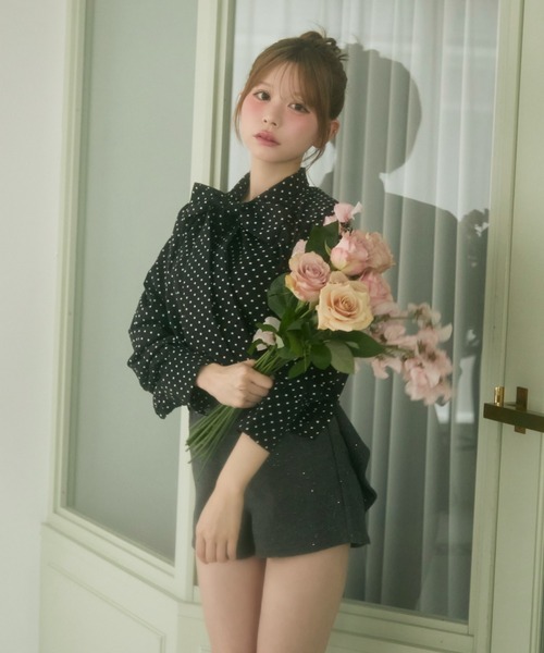 TITTY&CO.（ティティーアンドコー）の「ドット柄リボンタイブラウス（シャツ/ブラウス・レディース・ブラック/ホワイト・FREE）」の21枚目の写真