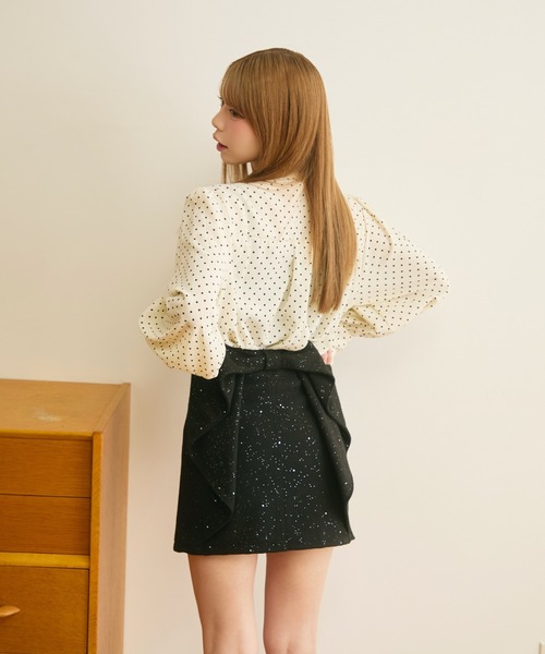 TITTY&CO.（ティティーアンドコー）の「ドット柄リボンタイブラウス（シャツ/ブラウス・レディース・ブラック/ホワイト・FREE）」の13枚目の写真