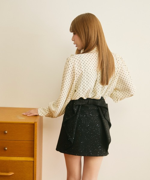 TITTY&CO.（ティティーアンドコー）の「ドット柄リボンタイブラウス（シャツ/ブラウス・レディース・ブラック/ホワイト・FREE）」の15枚目の写真