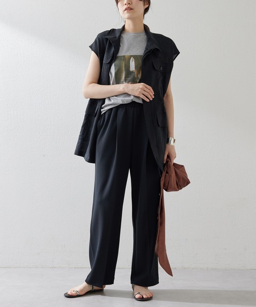 Whim Gazette（ウィムガゼット）の「カットジョーゼットパンツ（その他パンツ・レディース・ブラック/オフホワイト/レモンイエロー・38/36）」の7枚目の写真