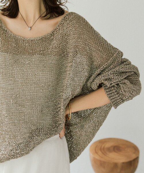 RIVE DROITE（リヴドロワ）の「予約【抜け感】テープヤーンボートネックニット（ニット/セーター・レディース・サックスブルー/モカ/オフホワイト・FREE）」の3枚目の写真