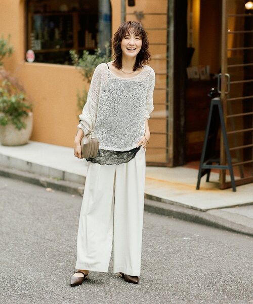 RIVE DROITE（リヴドロワ）の「予約【抜け感】テープヤーンボートネックニット（ニット/セーター・レディース・サックスブルー/モカ/オフホワイト・FREE）」の20枚目の写真