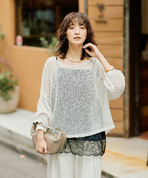 RIVE DROITE（リヴドロワ）の「予約【抜け感】テープヤーンボートネックニット（ニット/セーター・レディース・サックスブルー/モカ/オフホワイト・FREE）」の22枚目の写真