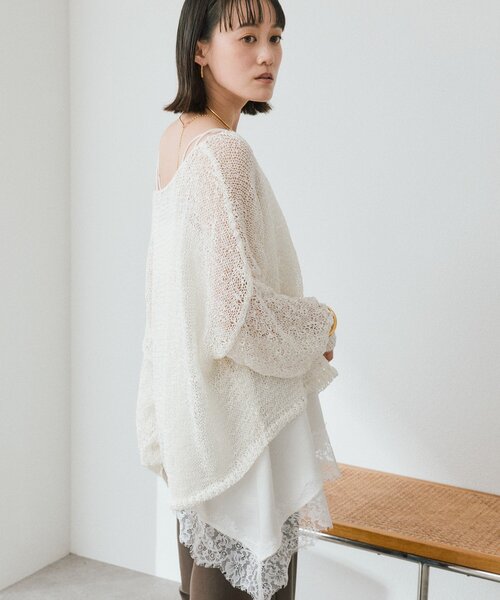 RIVE DROITE（リヴドロワ）の「【ご好評につき再販売開始！】テープヤーンボートネックニット（ニット/セーター・レディース・サックスブルー/モカ/オフホワイト・FREE）」の8枚目の写真