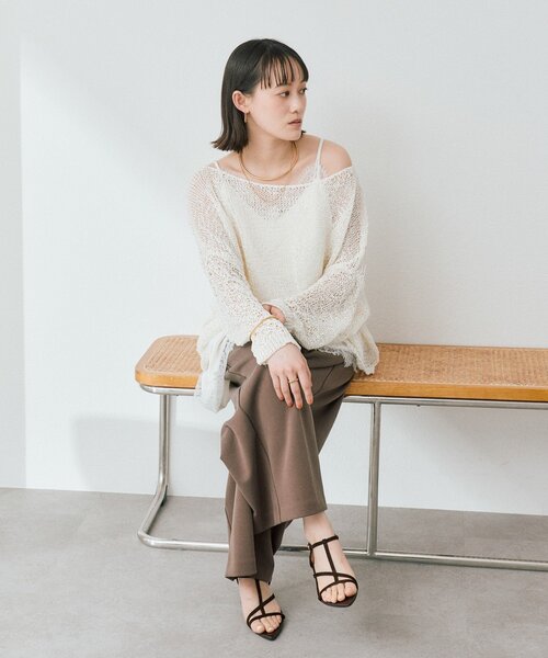 RIVE DROITE（リヴドロワ）の「【ご好評につき再販売開始！】テープヤーンボートネックニット（ニット/セーター・レディース・サックスブルー/モカ/オフホワイト・FREE）」の10枚目の写真