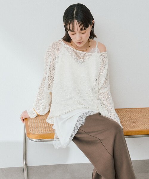 RIVE DROITE（リヴドロワ）の「【ご好評につき再販売開始！】テープヤーンボートネックニット（ニット/セーター・レディース・サックスブルー/モカ/オフホワイト・FREE）」の11枚目の写真