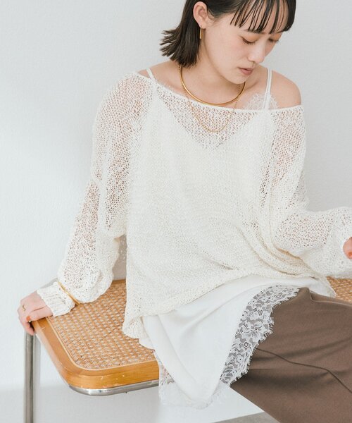 RIVE DROITE（リヴドロワ）の「【ご好評につき再販売開始！】テープヤーンボートネックニット（ニット/セーター・レディース・サックスブルー/モカ/オフホワイト・FREE）」の12枚目の写真