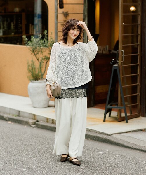 RIVE DROITE（リヴドロワ）の「【ご好評につき再販売開始！】テープヤーンボートネックニット（ニット/セーター・レディース・サックスブルー/モカ/オフホワイト・FREE）」の13枚目の写真