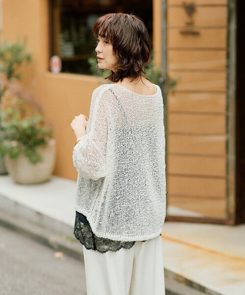 RIVE DROITE（リヴドロワ）の「【ご好評につき再販売開始！】テープヤーンボートネックニット（ニット/セーター・レディース・サックスブルー/モカ/オフホワイト・FREE）」の17枚目の写真
