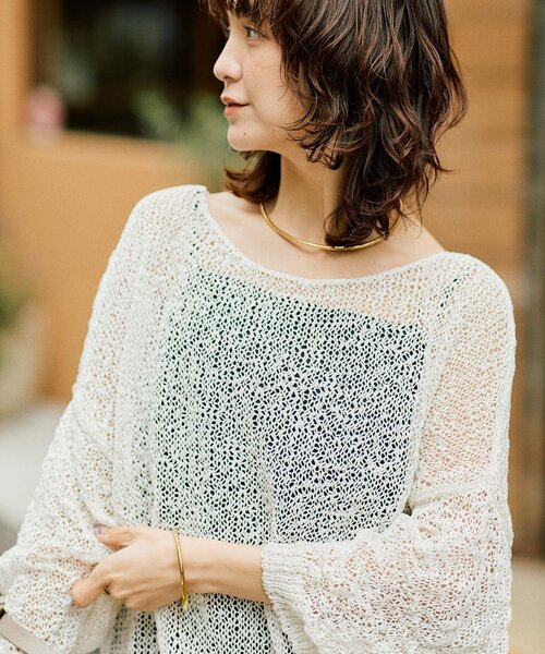 RIVE DROITE（リヴドロワ）の「【ご好評につき再販売開始！】テープヤーンボートネックニット（ニット/セーター・レディース・サックスブルー/モカ/オフホワイト・FREE）」の20枚目の写真