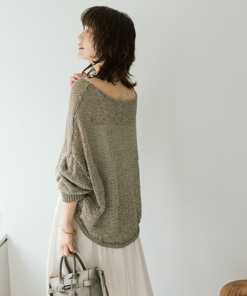 RIVE DROITE（リヴドロワ）の「予約【抜け感】テープヤーンボートネックニット（ニット/セーター・レディース・サックスブルー/モカ/オフホワイト・FREE）」の4枚目の写真