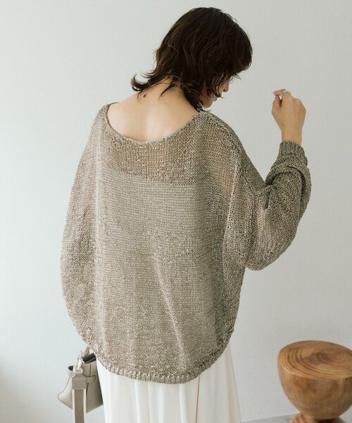 RIVE DROITE（リヴドロワ）の「予約【抜け感】テープヤーンボートネックニット（ニット/セーター・レディース・サックスブルー/モカ/オフホワイト・FREE）」の5枚目の写真