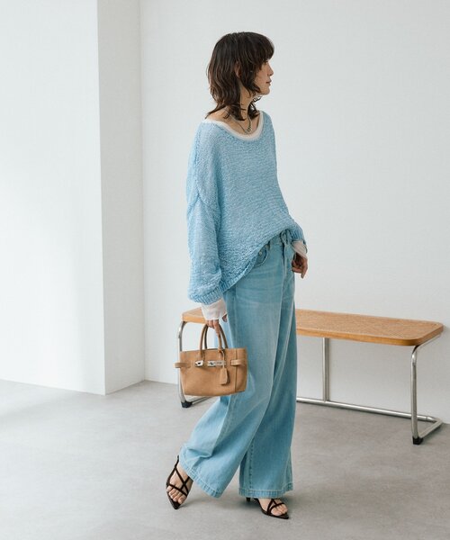 RIVE DROITE（リヴドロワ）の「予約【抜け感】テープヤーンボートネックニット（ニット/セーター・レディース・サックスブルー/モカ/オフホワイト・FREE）」の10枚目の写真
