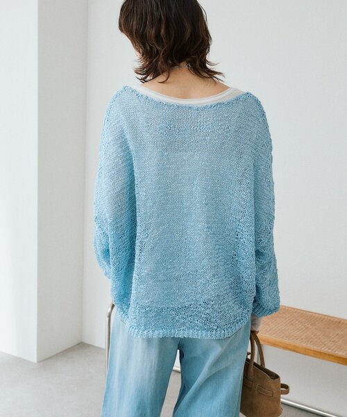 RIVE DROITE（リヴドロワ）の「予約【抜け感】テープヤーンボートネックニット（ニット/セーター・レディース・サックスブルー/モカ/オフホワイト・FREE）」の14枚目の写真