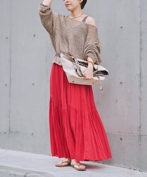 RIVE DROITE(リヴドロワ)の「【ドライタッチ/手洗い可】テープヤーンボートネックニット(夏服)(ニット/セーター・レディース・サックスブルー/モカ/オフホワイト/ベージュ/ブラック・FREE)」の11枚目の写真
