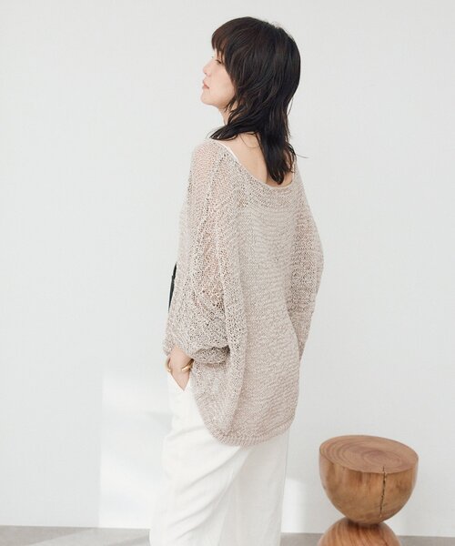 RIVE DROITE(リヴドロワ)の「【ドライタッチ/手洗い可】テープヤーンボートネックニット(夏服)(ニット/セーター・レディース・サックスブルー/モカ/オフホワイト/ベージュ/ブラック・FREE)」の20枚目の写真