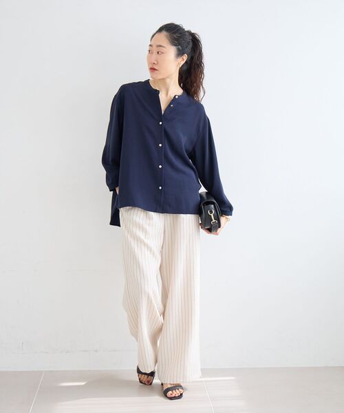 le.coeur blanc（ルクールブラン）の「2WAYジョーゼットギャザースリーブブラウス（シャツ/ブラウス・レディース・ダークグレー/カーキオリーブ/ピンク/ブラック/サックスブルー/ネイビー/オフホワイト・38）」の22枚目の写真