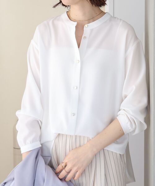 le.coeur blanc(ルクールブラン)の「2WAYジョーゼットギャザースリーブブラウス(シャツ/ブラウス・レディース・ダークグレー/カーキオリーブ/ピンク/ブラック/サックスブルー/ネイビー/オフホワイト・38)」の19枚目の写真