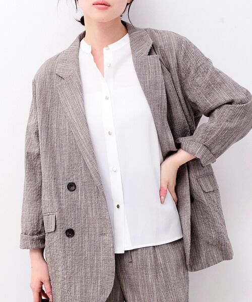 le.coeur blanc（ルクールブラン）の「2WAYジョーゼットギャザースリーブブラウス（シャツ/ブラウス・レディース・ダークグレー/カーキオリーブ/ピンク/ブラック/サックスブルー/ネイビー/オフホワイト・38）」の9枚目の写真