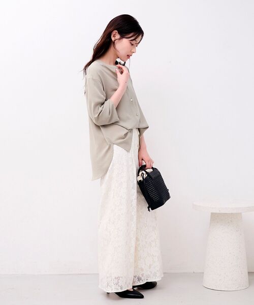 le.coeur blanc（ルクールブラン）の「2WAYジョーゼットギャザースリーブブラウス（シャツ/ブラウス・レディース・ダークグレー/カーキオリーブ/ピンク/ブラック/サックスブルー/ネイビー/オフホワイト・38）」の13枚目の写真