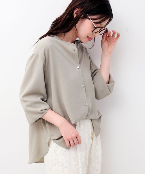 le.coeur blanc（ルクールブラン）の「2WAYジョーゼットギャザースリーブブラウス（シャツ/ブラウス・レディース・ダークグレー/カーキオリーブ/ピンク/ブラック/サックスブルー/ネイビー/オフホワイト・38）」の17枚目の写真