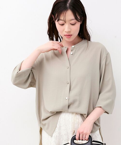 le.coeur blanc（ルクールブラン）の「2WAYジョーゼットギャザースリーブブラウス（シャツ/ブラウス・レディース・ダークグレー/カーキオリーブ/ピンク/ブラック/サックスブルー/ネイビー/オフホワイト・38）」の18枚目の写真