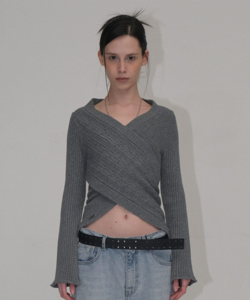 CABLE WRAP CARDIGAN [GRAY]