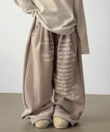 Dalfwin（ダールフィン）の「韓国ファッション レタリングプリントワイドスウェットパンツ（スウェットパンツ）」