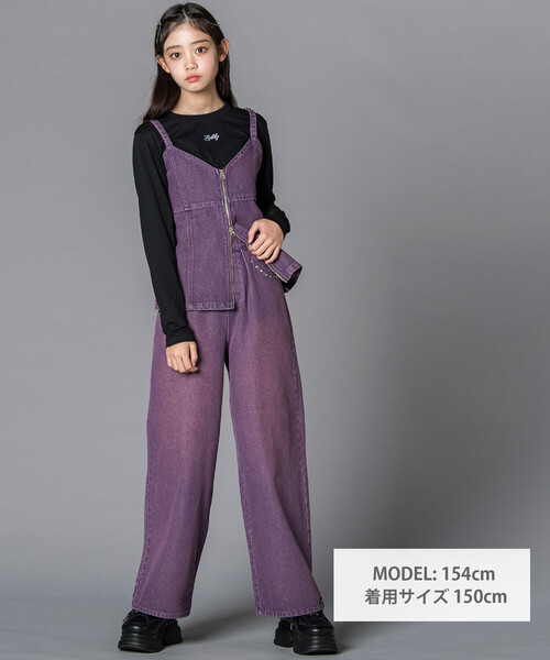 ZIDDY（ジディ）の「スタッズデニムワイドパンツ(130~160cm)（デニムパンツ・キッズ・パープル/ブルー・FREE/150cm/140cm/130cm）」の4枚目の写真