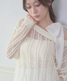 openwork knitting knit tops / スカシアミニットトップス