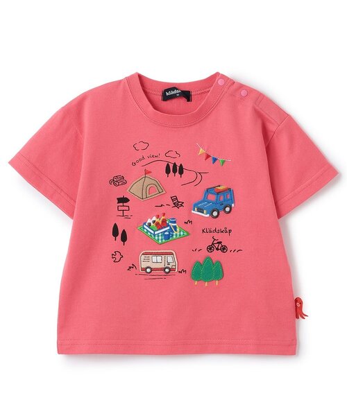 kladskap（クレードスコープ）の「ピクニックアップリケ半袖Tシャツ（Tシャツ/カットソー・キッズ・スモークピンク/オフホワイト・110cm/100cm/90cm/80ｃｍ/120cm）」の2枚目の写真