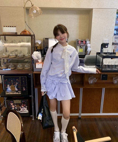 almo(アルモ)の「【LAMPOON】ストライプドットワンピース(ワンピース・レディース・ブルー・SMALL/MEDIUM/LARGE)」の3枚目の写真