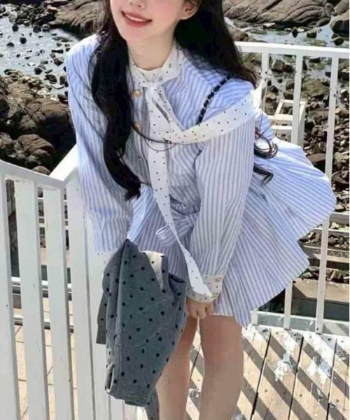 almo(アルモ)の「【LAMPOON】ストライプドットワンピース(ワンピース・レディース・ブルー・SMALL/MEDIUM/LARGE)」の7枚目の写真