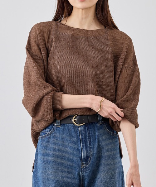 ROPE' PICNIC(ロペピクニック)の「プチスパンコールメッシュニット(ニット/セーター・レディース・サックスブルー/ブラック/キャメル/オフホワイト・FREE)」の4枚目の写真