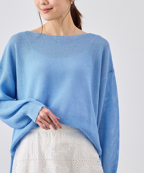 ROPE' PICNIC(ロペピクニック)の「プチスパンコールメッシュニット(ニット/セーター・レディース・サックスブルー/ブラック/キャメル/オフホワイト・FREE)」の1枚目の写真