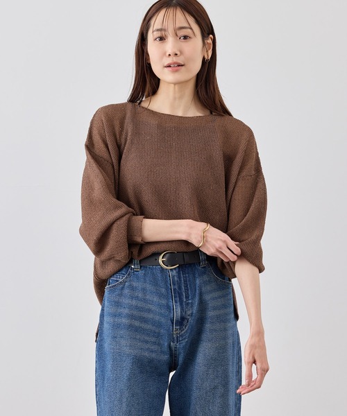 ROPE' PICNIC(ロペピクニック)の「プチスパンコールメッシュニット(ニット/セーター・レディース・サックスブルー/ブラック/キャメル/オフホワイト・FREE)」の14枚目の写真